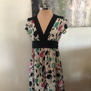 Corey Lynn Calter Anthropologie Multicolored Floral Print Silk Dress